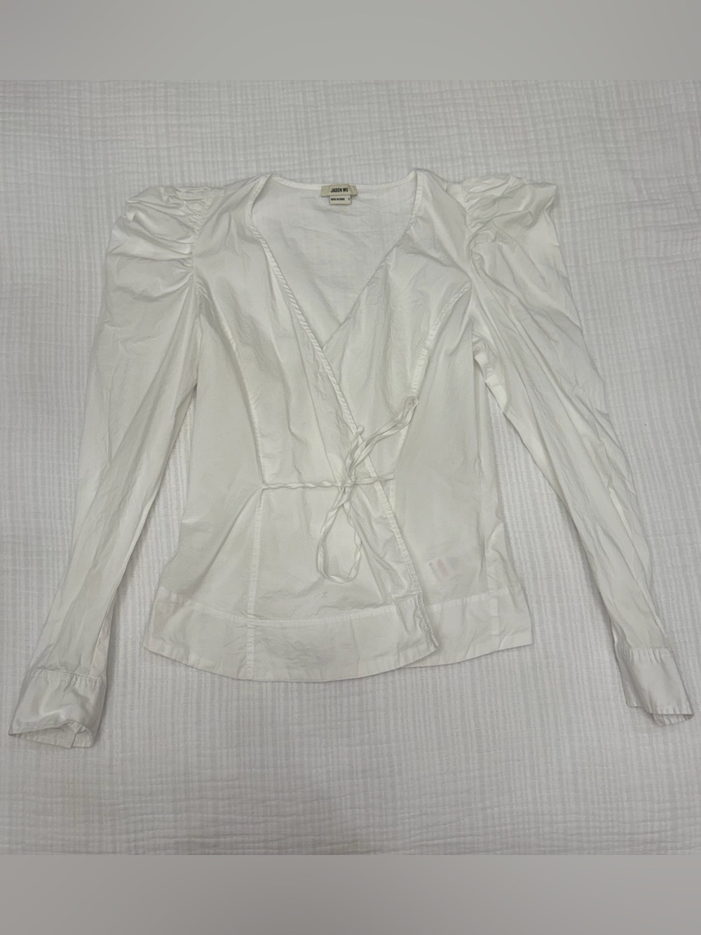 jason wu white puff sleeve wrap blouse